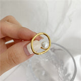 Adjustable Pearl Light Luxury Gold Plated Ring – Thoughtful Gifts — 4
