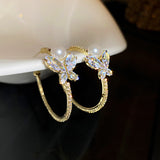 Women's Pearl And Diamond Butterfly Earrings – Gifts for Her — 2