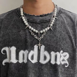 Men's Riveted Reflective Pearl Splice Necklace – Jewelry Gift Ideas — 1