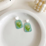 Flowers And Leaves Transparent Acrylic Earrings – Stylish Gifts — 3