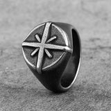 Geometric Vintage Titanium Men's Compass Ring – Gifts for Him — 3