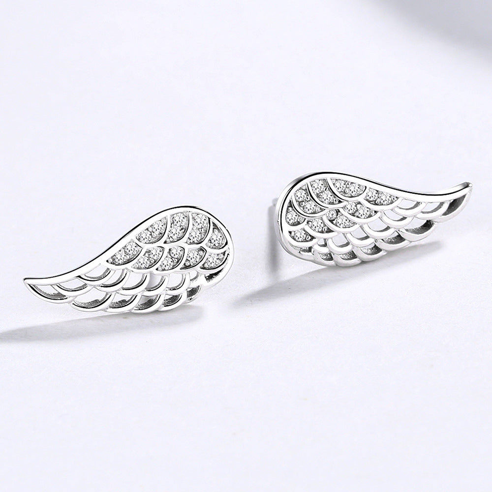 S925 Sterling Silver Angel Wings Earrings Women – Gifts for Her — 1