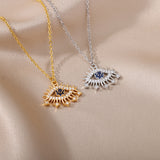 18K Gold Plated Color Zircon Blue Eyes Pendant – Jewelry Gift Ideas — 19