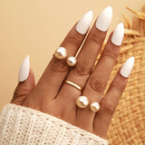 Fashion OL Pearl Ring Three Piece Set – Stylish Gifts — 1