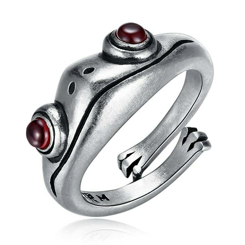 Fashion Retro Creative Garnet Frog Adjustable Ring – Stylish Gifts — 1