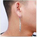 Fringe Chain Male Hipster Leaf Pierced Earrings – Gifts for Him — 4