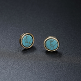Alloy round turquoise earrings – Everyday Gifts — 6