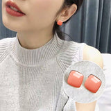925 Silver Needle Square Simple Color Stud Earrings – Gifts for Her — 13