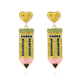 Cute Full Diamond Love Pencil Earrings – Gifts for Couples — 8
