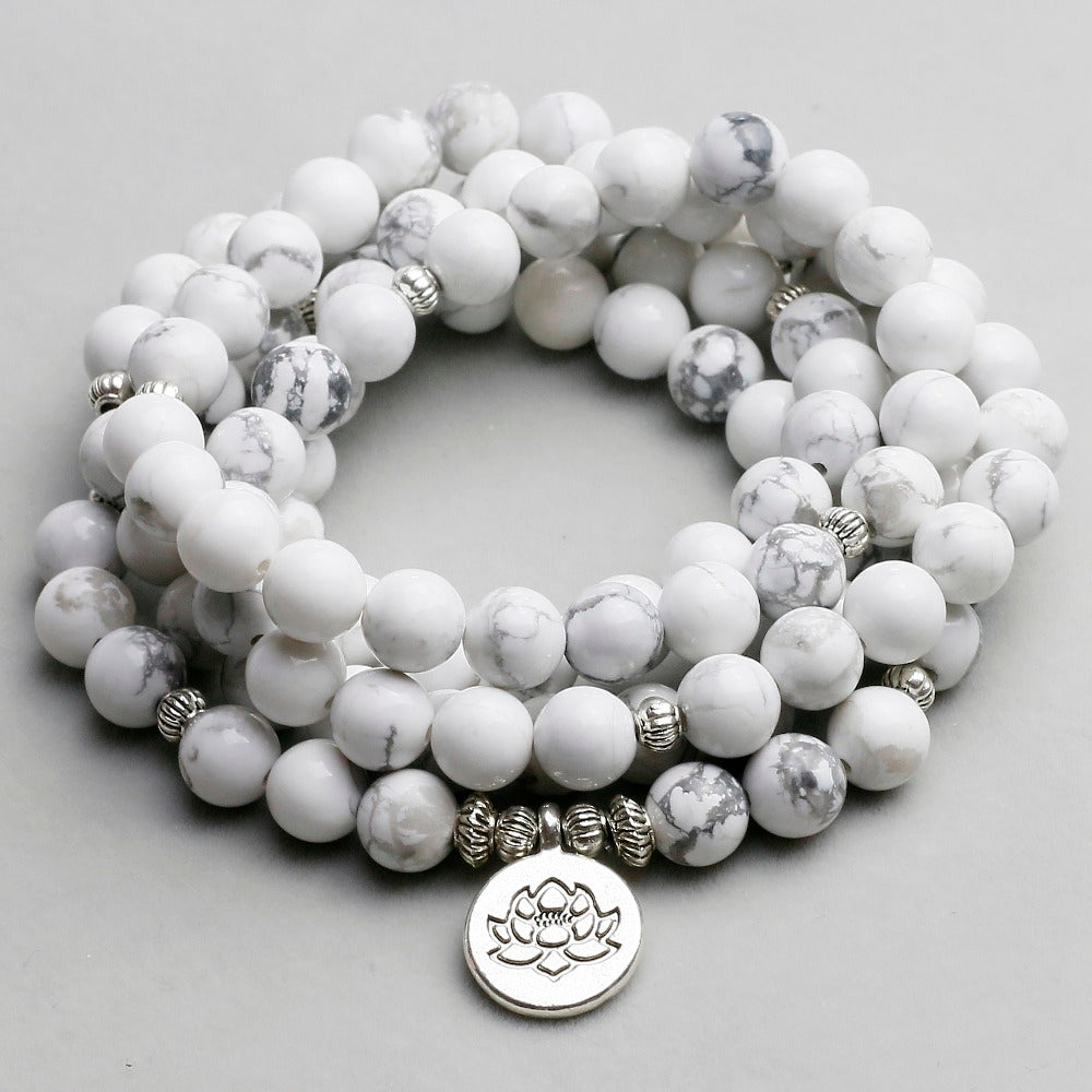 White white stone flower beads bracelet – Jewelry Gift Ideas — 1