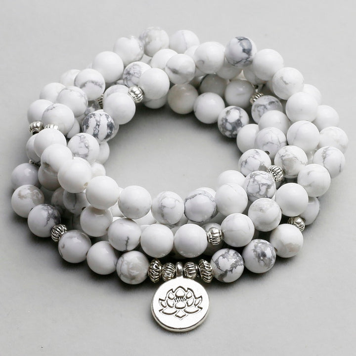 White white stone flower beads bracelet – Jewelry Gift Ideas — 1