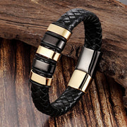 Leather Cord Bracelet Men's Stainless Steel – Jewelry Gift Ideas — 1