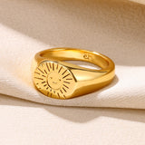 18K Smiling Face Sun Light Ring Simple Retro – Meaningful Gifts — 6