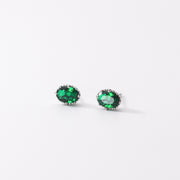 S925 Silver Green Diamond Oval Tori Stud Earrings – Stylish Gifts — 3