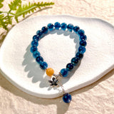 Blue Sugar Heart Agate Bracelet With Small Flower – Jewelry Gift Ideas — 4