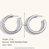 Square Line Hollow C- Shaped Ear Ring Stainless – Practical Gifts — 5