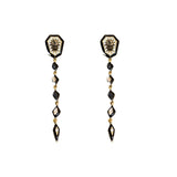 Diamond Studded Geometric Fringed Earrings Dark Black – Stylish Gifts — 4