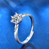 Ladies 925 Sterling Silver Six Prong Moissanite Ring – Practical Gifts — 1