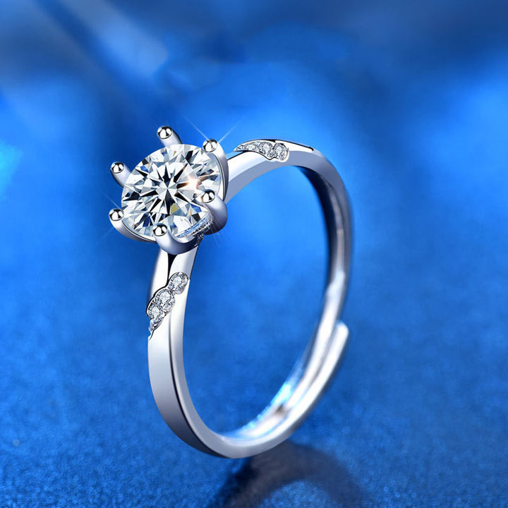 Ladies 925 Sterling Silver Six Prong Moissanite Ring – Practical Gifts — 1