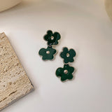 Retro Dark Green Earrings Korean Style Temperament – Stylish Gifts — 5