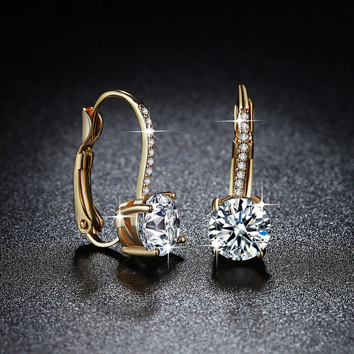 Creative Golden Micro-inlaid Four-claw Round Diamond – Stylish Gifts — 1