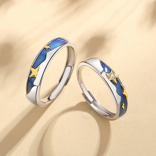Blue Starry Sky Couple Ring Male And Female Pair – Stylish Gifts — 2
