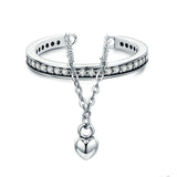 S925 Sterling Silver Heart Ring Ladies Diamonds – Thoughtful Gifts — 2