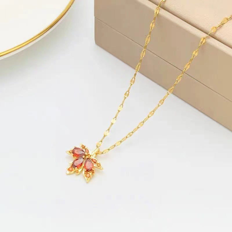 Red Maple Leaf Necklace Women's Fashion – Jewelry Gift Ideas — 1