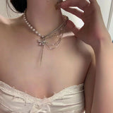 Pearl Necklace Zircon Butterfly Tassel Stitching – Jewelry Gift Ideas — 3