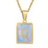 Titanium Steel 26 English Letter Necklace Blue – Jewelry Gift Ideas — 16