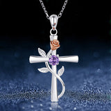 Rose Cross Necklace With Rhinestone Fashion – Jewelry Gift Ideas — 1