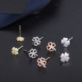 S999 Sterling Silver Four-leaf Clover Earrings Women's – Gifts for Her — 2