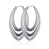 Long Oval Glossy Hollow Earrings Stainless Steel – Small Gift Ideas — 2