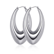 Long Oval Glossy Hollow Earrings Stainless Steel – Small Gift Ideas — 2