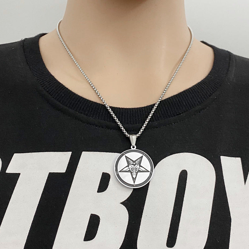 Titanium Steel Round Plate Five-pointed Star Lion – Jewelry Gift Ideas — 1