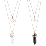 Natural Stone Hexagon Bullet Pendant Necklace Set – Jewelry Gift Ideas — 5
