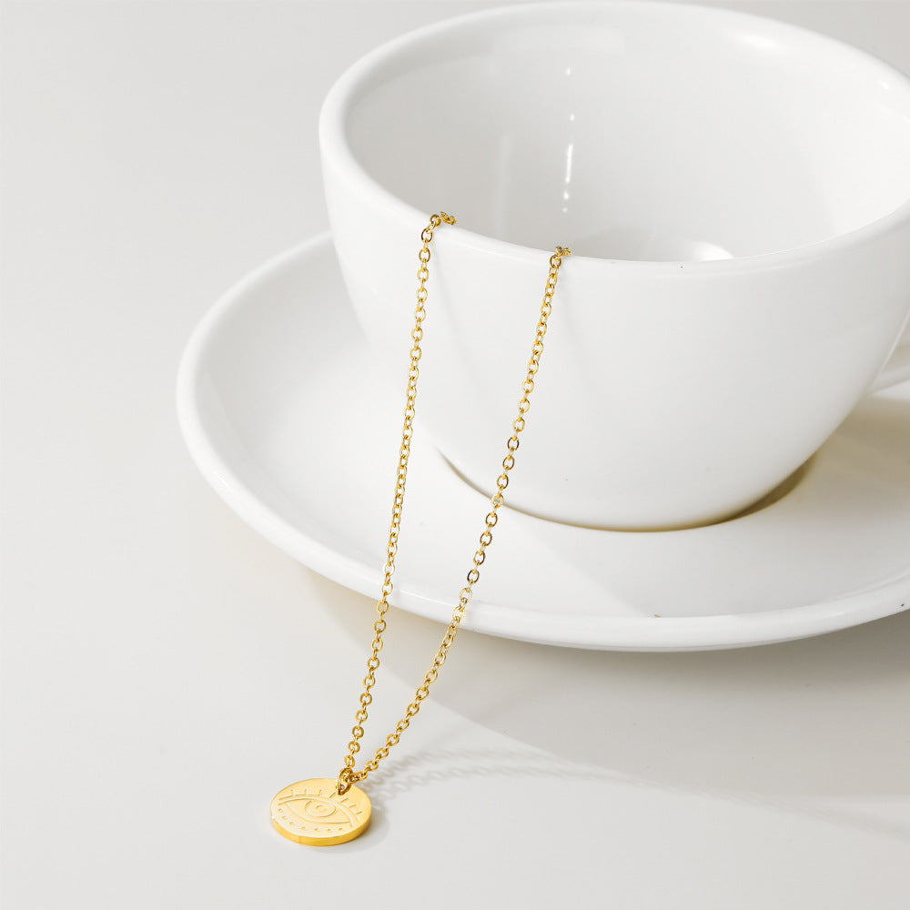 Devil's Eye Titanium Steel Necklace 14K Gold – Jewelry Gift Ideas — 1