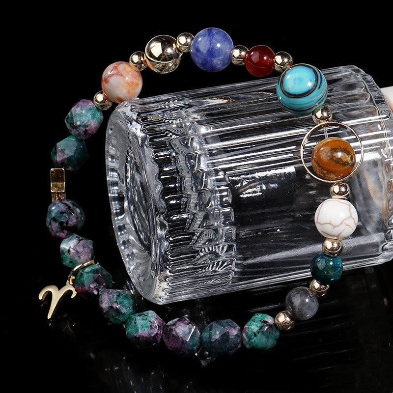 Natural Stone Twelve Constellations Bracelets Cut Hemp – Stylish Gifts — 1