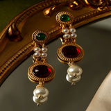 Long Glazed Pearl Dinner Silver Pin Earrings – Useful Gifts — 1