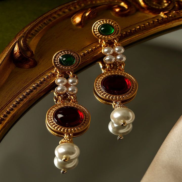 Long Glazed Pearl Dinner Silver Pin Earrings – Useful Gifts — 1