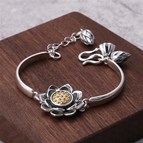 925 Sterling Silver Creative Lotus Bracelet Women – Jewelry Gift Ideas — 1