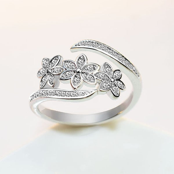 Index Finger Ring With Diamond Flowers – Jewelry Gift Ideas — 1