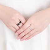 Black White Cat Sterling Silver Couple Ring – Gifts for Couples — 1