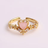 Copper Micro-set Colored Zircon Heart-shaped Ring – Gifts for Her — 10