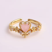 Copper Micro-set Colored Zircon Heart-shaped Ring – Gifts for Her — 10