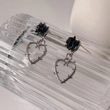 Dark Vintage Thorns Rose Love Earrings – Gifts for Couples — 6