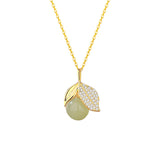 Natural Hotan Jade Leaf Necklace Female S925 – Jewelry Gift Ideas — 5