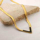 Stainless Steel Flat Snake Chain V Shape Necklace – Jewelry Gift Ideas — 6