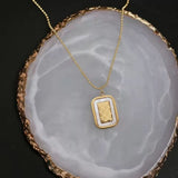 Mother-of-pearl Square Plaque Pendant – Jewelry Gift Ideas — 3