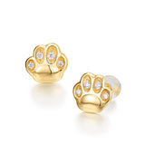 Kitten Cat's Claw Zircon Stud Earrings 9K Yellow – Cat Lover Gifts — 2